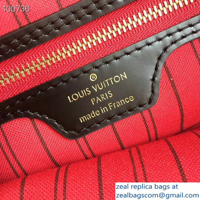 Louis Vuittom Monogram Canvas Neverfull MM Bag red with black piping - Click Image to Close