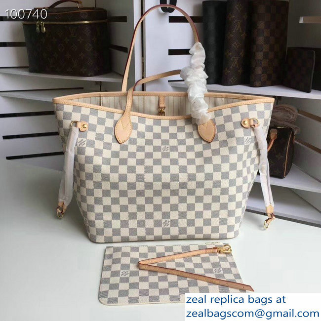 Louis Vuittom damier azur Canvas Neverfull MM Bag beige N41361 - Click Image to Close