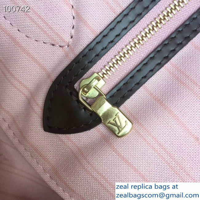 Louis Vuittom damier ebene Canvas Neverfull MM Bag Rose Ballerine N41603 - Click Image to Close