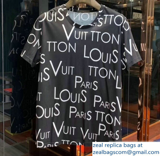 Louis Vuitton All Over Logo T-shirt Black 2019