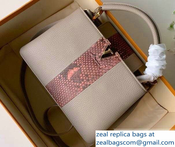 Louis Vuitton Capucines BB Bag Central Stripe Python N90199 Galet