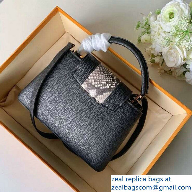 Louis Vuitton Capucines BB Bag Central Stripe Python N94220 Black