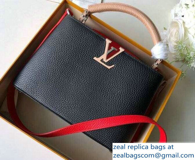 Louis Vuitton Capucines BB Bag Colorblock Black/Apricot/Red - Click Image to Close