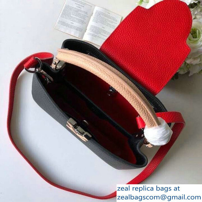 Louis Vuitton Capucines BB Bag Colorblock Black/Apricot/Red - Click Image to Close
