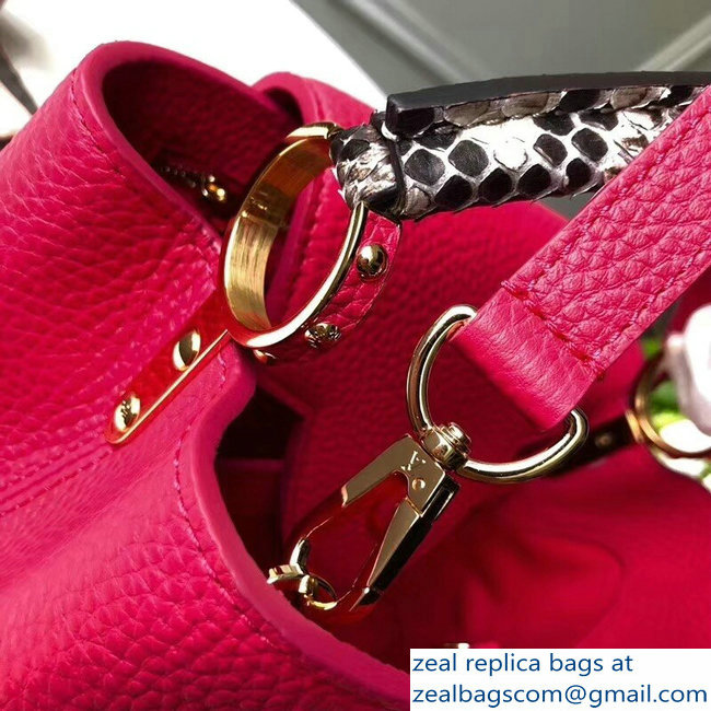 Louis Vuitton Capucines BB Bag Python Handle N90088 Framboise