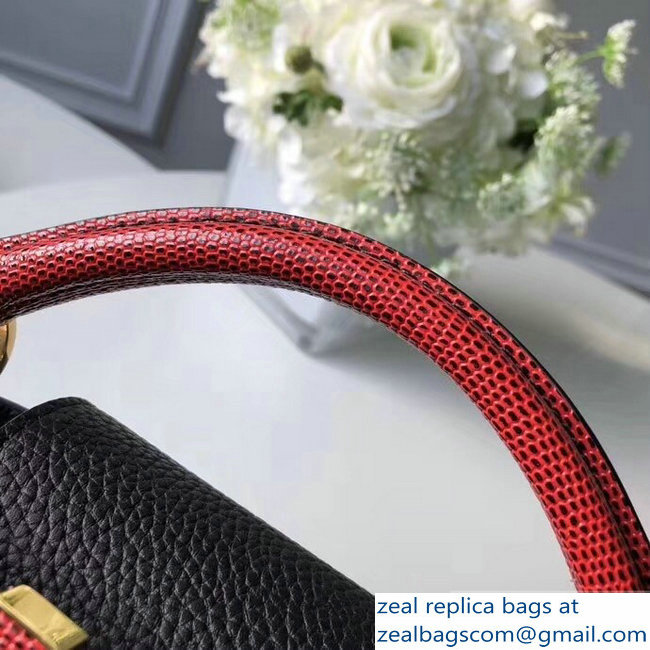 Louis Vuitton Capucines Mini Bag Lizard Handle N94048 Noir Rouge - Click Image to Close