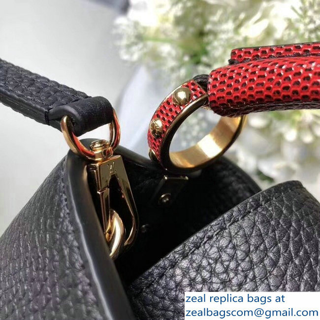 Louis Vuitton Capucines Mini Bag Lizard Handle N94048 Noir Rouge