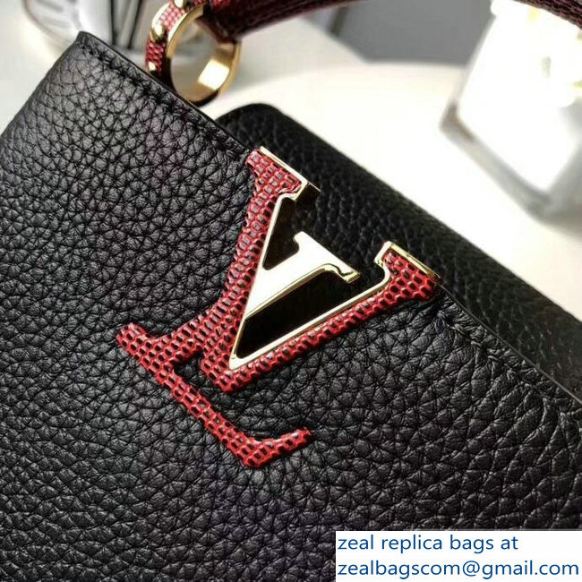 Louis Vuitton Capucines Mini Bag Lizard Handle N94048 Noir Rouge