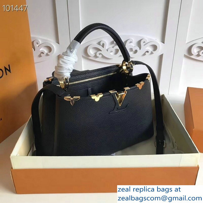 Louis Vuitton Capucines PM Bag Blooms Crown M54663 Black