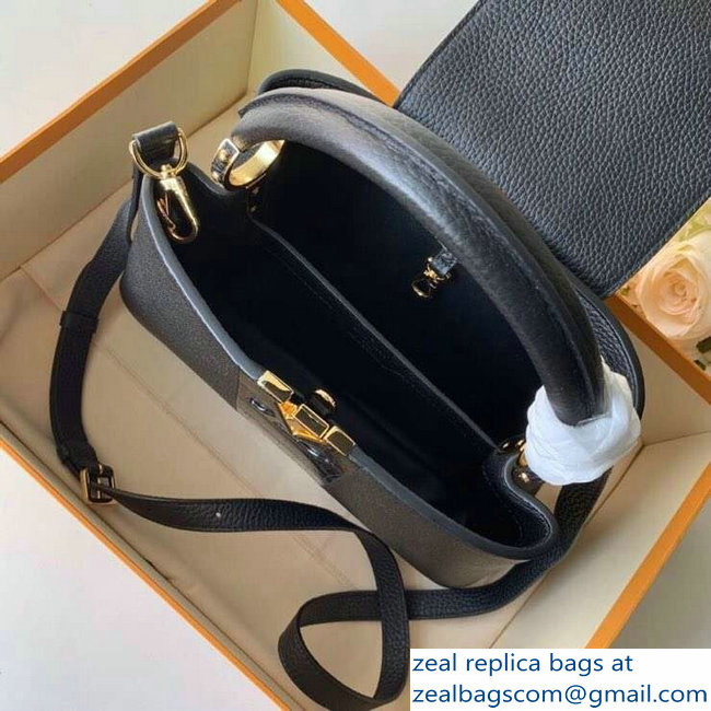 Louis Vuitton Capucines PM Bag Central Stripe Crocodile Black