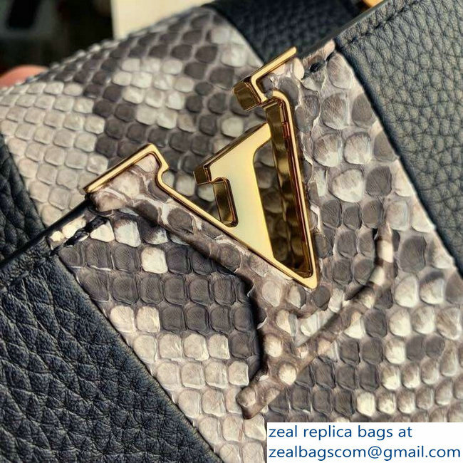 Louis Vuitton Capucines PM Bag Central Stripe Python Black - Click Image to Close