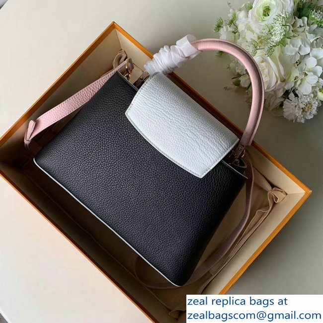 Louis Vuitton Capucines PM Bag Colorblock M52988 Black/White/Pink - Click Image to Close