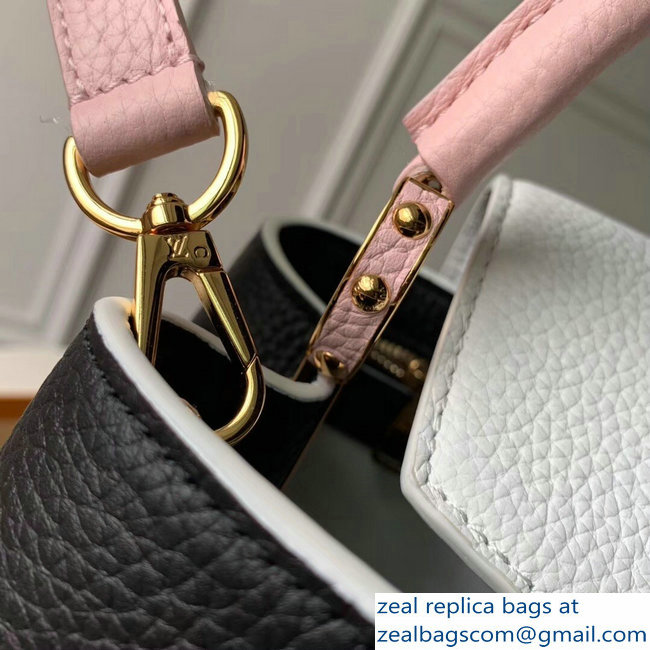 Louis Vuitton Capucines PM Bag Colorblock M52988 Black/White/Pink