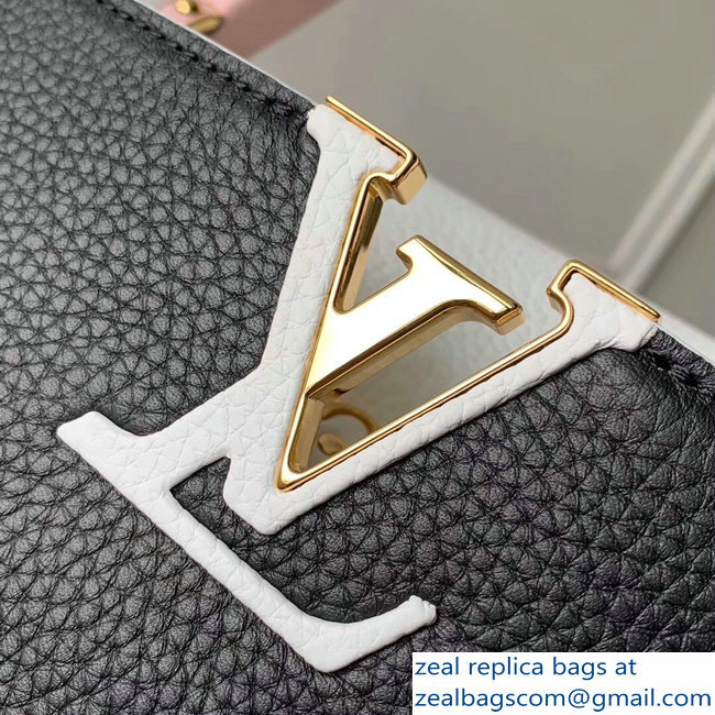 Louis Vuitton Capucines PM Bag Colorblock M52988 Black/White/Pink