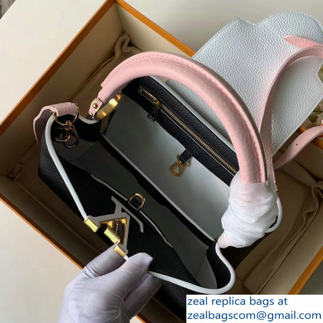 Louis Vuitton Capucines PM Bag Colorblock M52988 Black/White/Pink - Click Image to Close