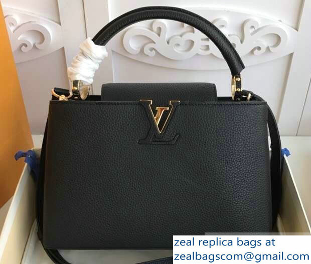 Louis Vuitton Capucines PM Bag M42259 Black/Gold - Click Image to Close