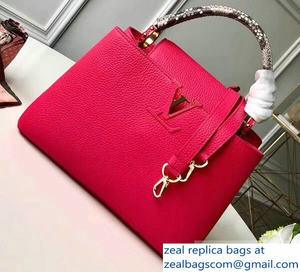 Louis Vuitton Capucines PM Bag Python Handle Framboise