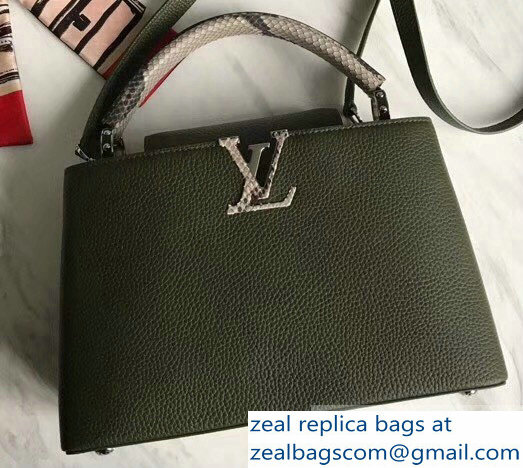 Louis Vuitton Capucines PM Bag Python Handle N93799 Army Green - Click Image to Close