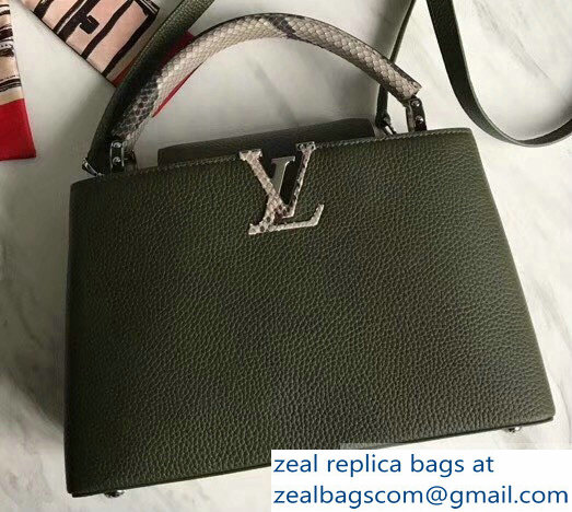 Louis Vuitton Capucines PM Bag Python Handle N93799 Army Green