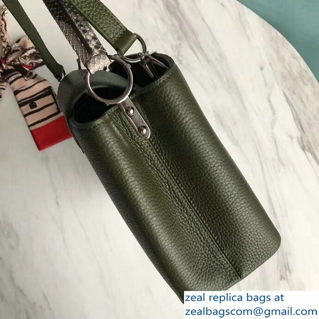Louis Vuitton Capucines PM Bag Python Handle N93799 Army Green
