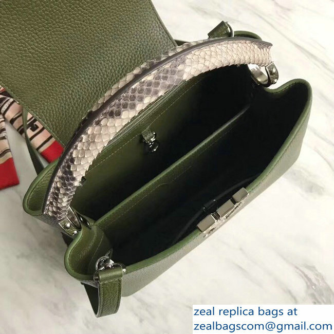 Louis Vuitton Capucines PM Bag Python Handle N93799 Army Green