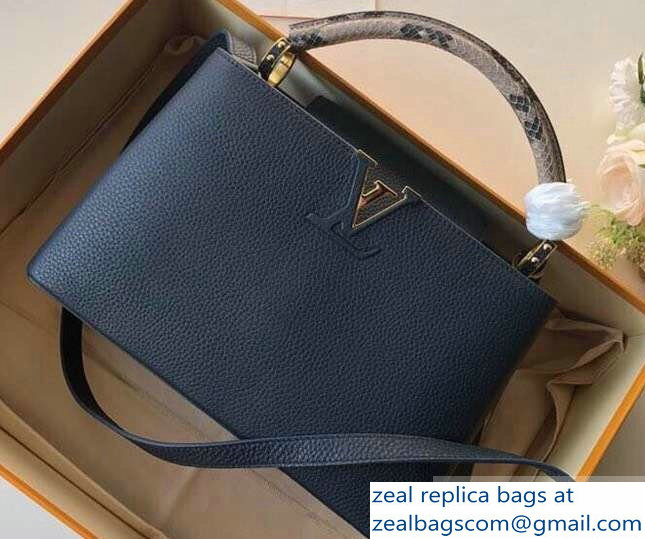 Louis Vuitton Capucines PM Bag Python Handle N94100 Bleu Marine