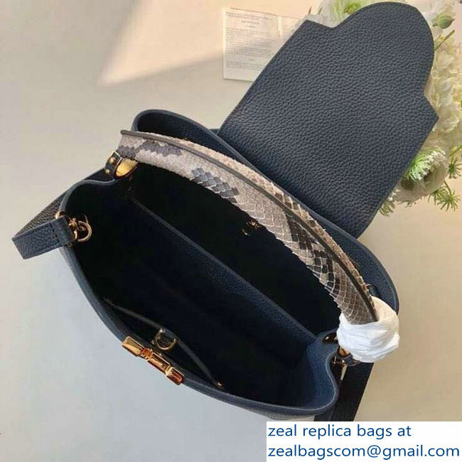 Louis Vuitton Capucines PM Bag Python Handle N94100 Bleu Marine
