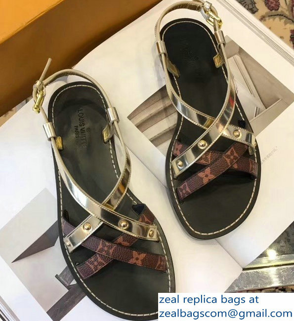 Louis Vuitton Carimbo Flat Sandals Light Gold 2019 - Click Image to Close