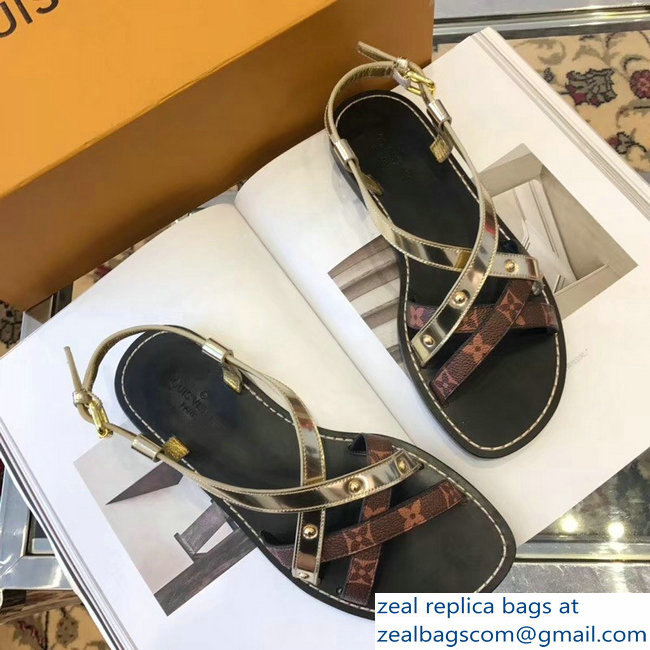 Louis Vuitton Carimbo Flat Sandals Light Gold 2019