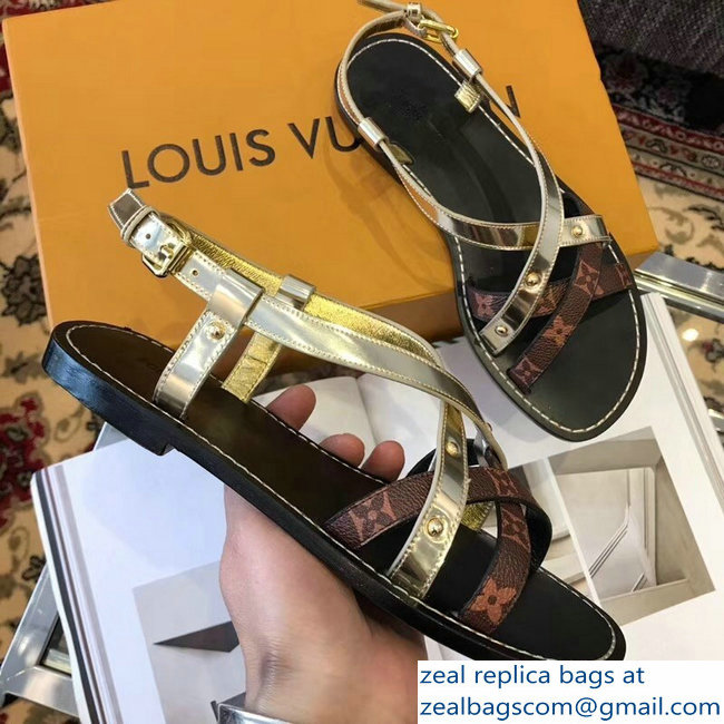 Louis Vuitton Carimbo Flat Sandals Light Gold 2019