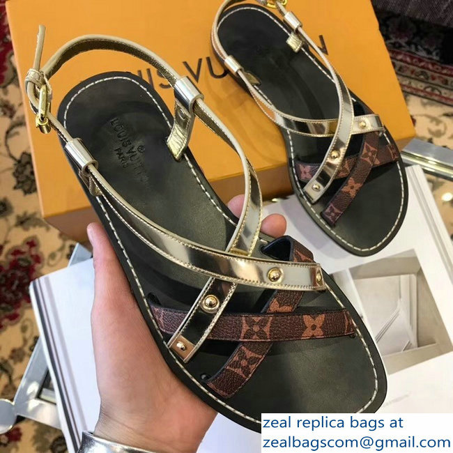 Louis Vuitton Carimbo Flat Sandals Light Gold 2019 - Click Image to Close