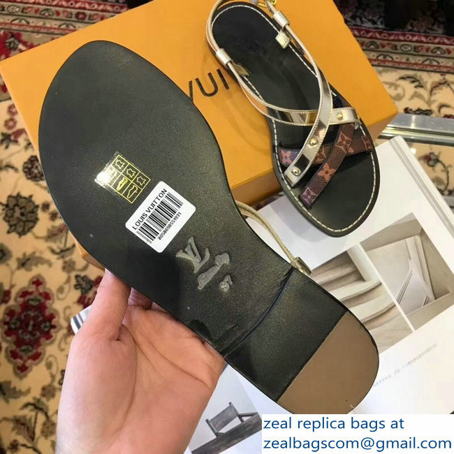 Louis Vuitton Carimbo Flat Sandals Light Gold 2019