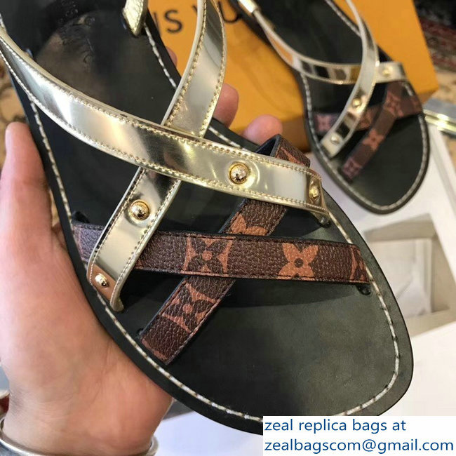 Louis Vuitton Carimbo Flat Sandals Light Gold 2019 - Click Image to Close