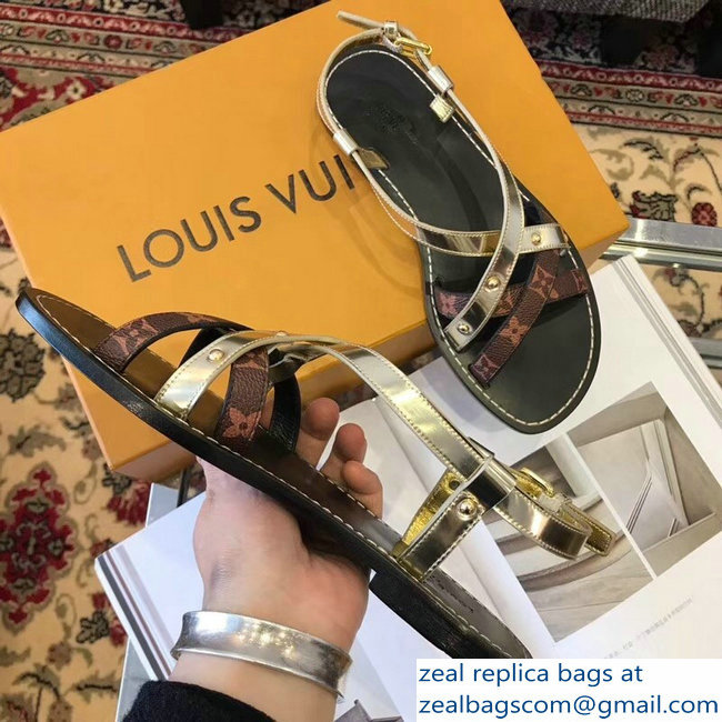 Louis Vuitton Carimbo Flat Sandals Light Gold 2019 - Click Image to Close