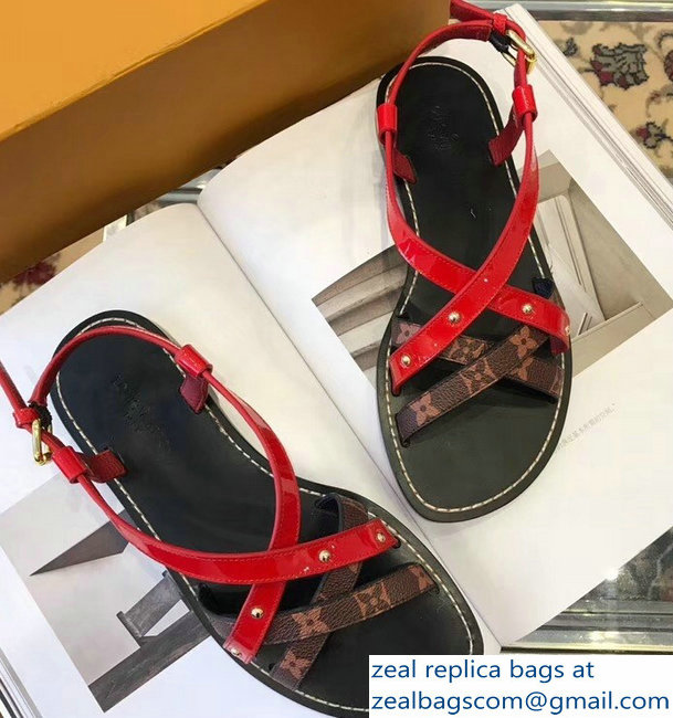 Louis Vuitton Carimbo Flat Sandals Red 2019 - Click Image to Close