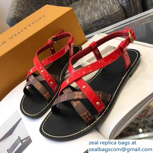 Louis Vuitton Carimbo Flat Sandals Red 2019 - Click Image to Close