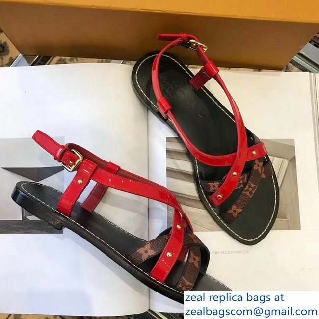 Louis Vuitton Carimbo Flat Sandals Red 2019 - Click Image to Close