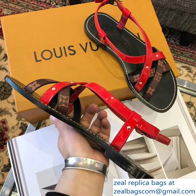 Louis Vuitton Carimbo Flat Sandals Red 2019