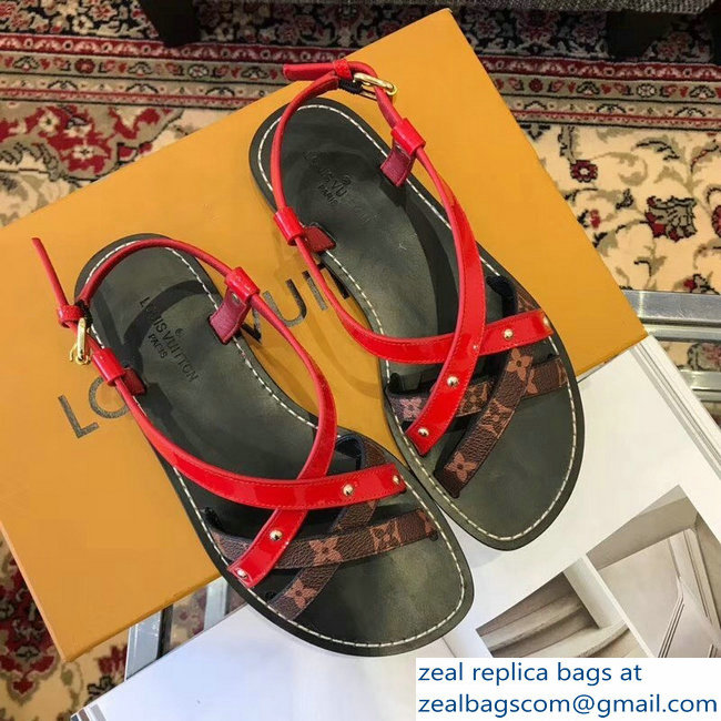 Louis Vuitton Carimbo Flat Sandals Red 2019 - Click Image to Close