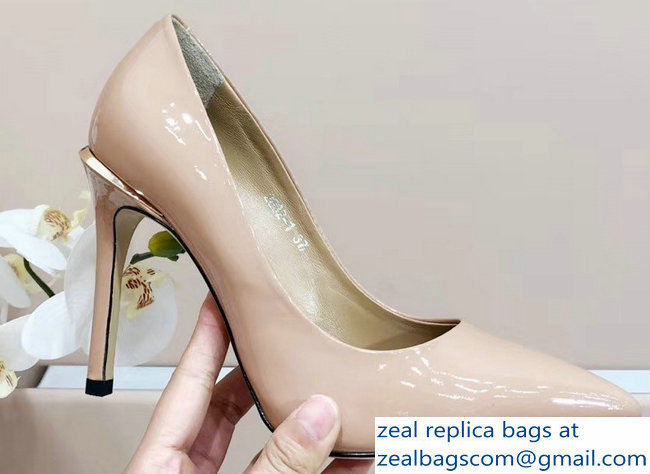 Louis Vuitton Heel 10.5cm Eyeline Pumps Patent Apricot 2019 - Click Image to Close