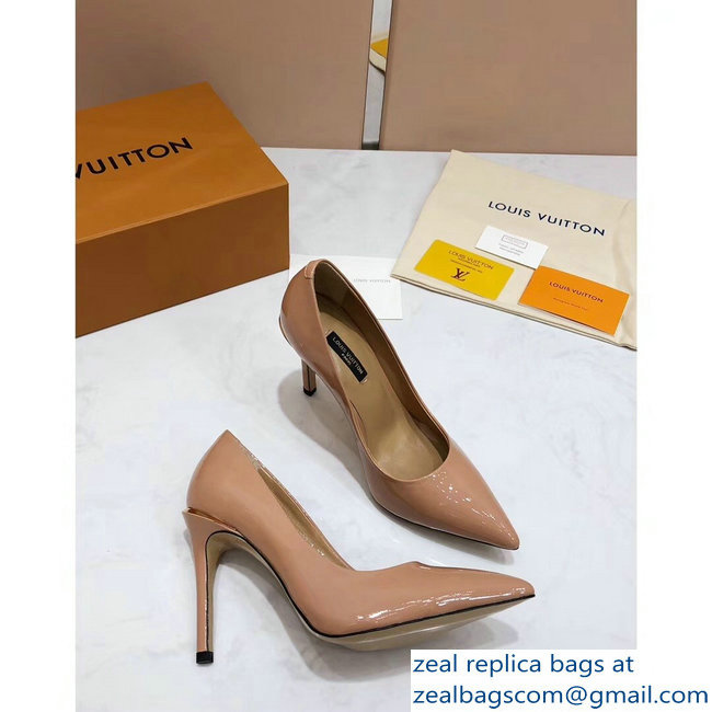 Louis Vuitton Heel 10.5cm Eyeline Pumps Patent Apricot 2019