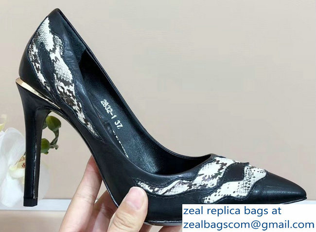 Louis Vuitton Heel 10.5cm Eyeline Pumps Python Pattern Black 2019 - Click Image to Close