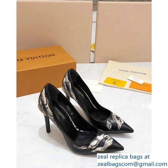 Louis Vuitton Heel 10.5cm Eyeline Pumps Python Pattern Black 2019
