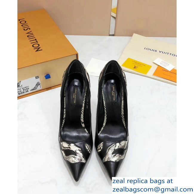 Louis Vuitton Heel 10.5cm Eyeline Pumps Python Pattern Black 2019