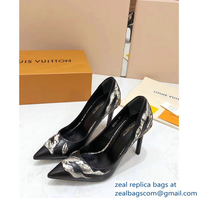 Louis Vuitton Heel 10.5cm Eyeline Pumps Python Pattern Black 2019 - Click Image to Close