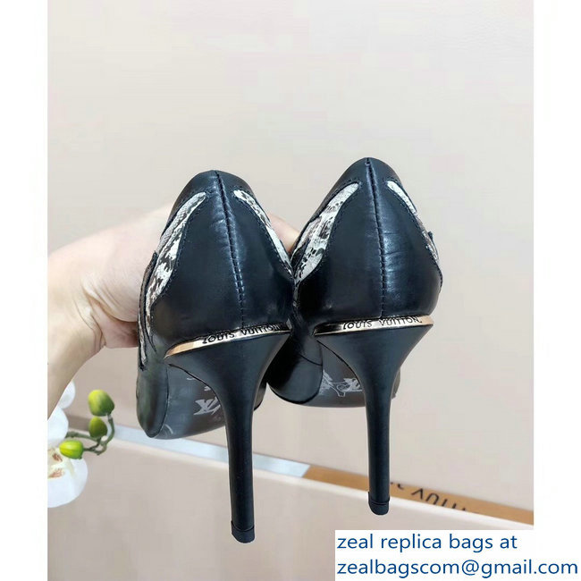 Louis Vuitton Heel 10.5cm Eyeline Pumps Python Pattern Black 2019