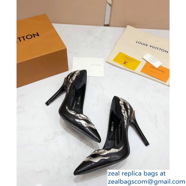 Louis Vuitton Heel 10.5cm Eyeline Pumps Python Pattern Black 2019