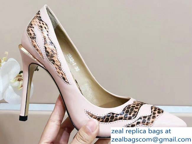 Louis Vuitton Heel 10.5cm Eyeline Pumps Python Pattern Pink 2019 - Click Image to Close