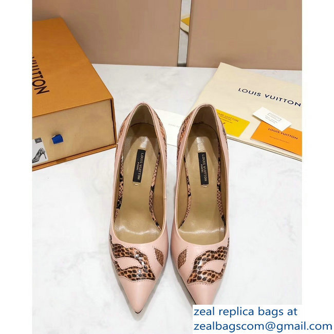 Louis Vuitton Heel 10.5cm Eyeline Pumps Python Pattern Pink 2019 - Click Image to Close