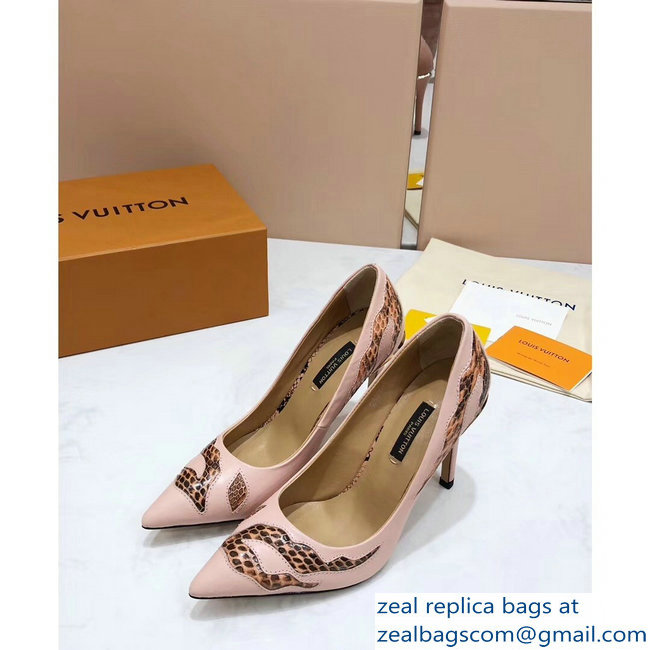 Louis Vuitton Heel 10.5cm Eyeline Pumps Python Pattern Pink 2019